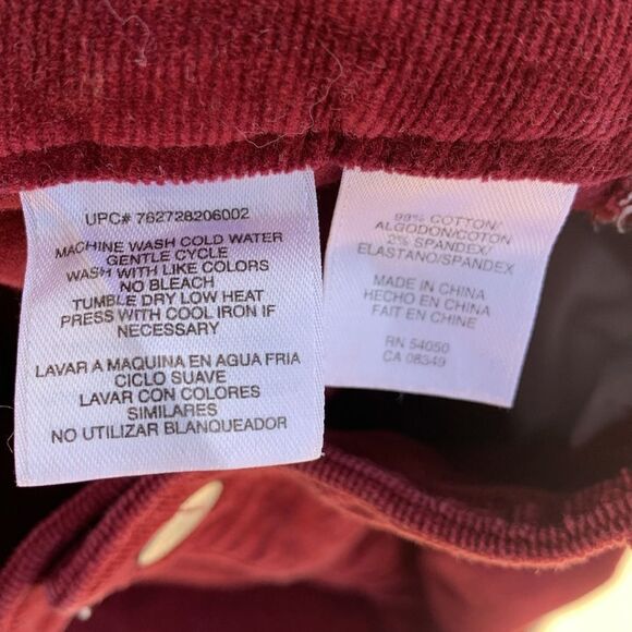 Take 50% OFF- Jones New York Stretch Stylish Red Corduroy Pants, Size-12 - Picture 10 of 10